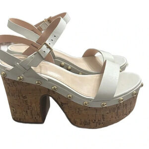 SCHUTZ WHITE CORK SANDALS